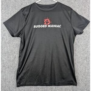 Rugged Maniac 25 Epic Obstacles‎ Finisher Rocking Festival Mens L Black Jersey